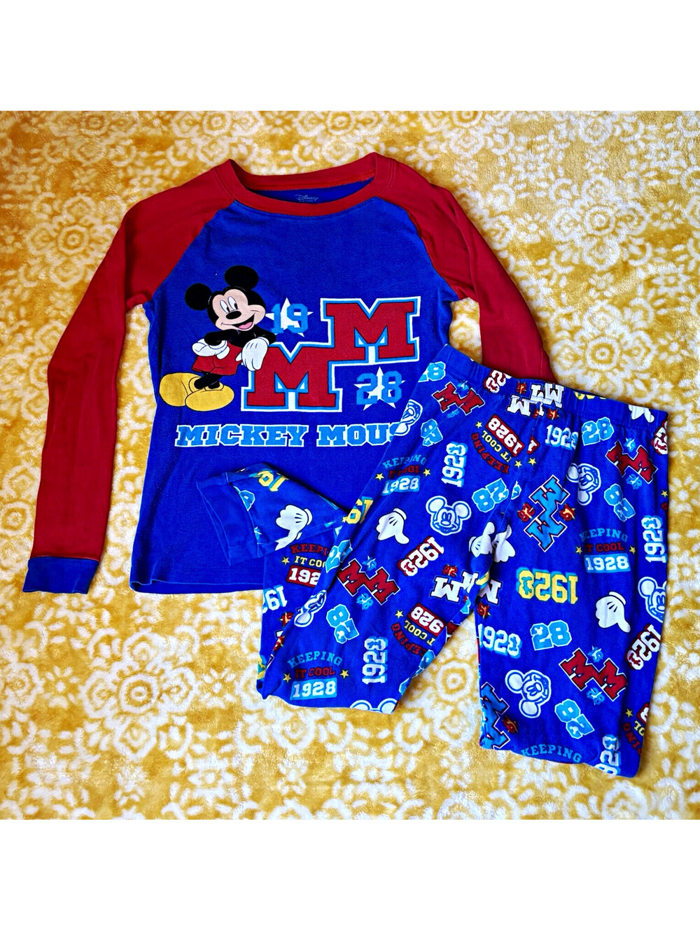 Authentic Disney Store Boys Mickey Mouse Pajama PJ Set Size 10